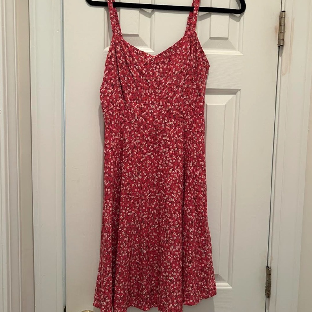 Old Navy Red Floral Spaghetti Strap Dress